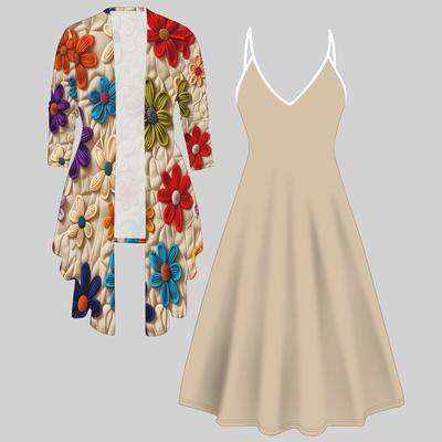 3D Geprint Set Jurk Jas , Dubbele Spelling met Diverse Kleuren en Vormen Mode Print, geschikt voor Verschillende Scènes Mode Stijlen