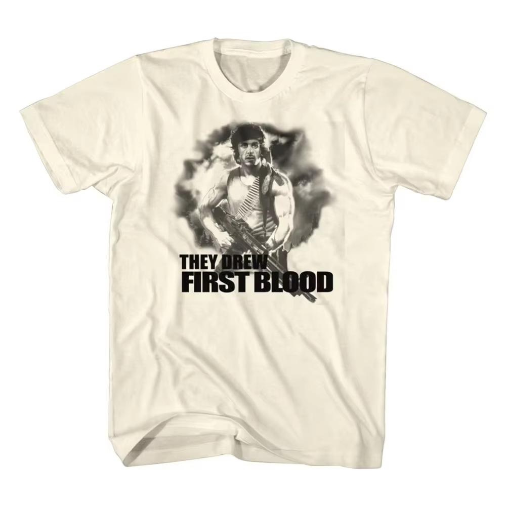 Rambo Print Tshirt Unisexs Summer Classic Action Movie Graphic Shortsleeved Casual Street Style Loose Fit Streetwear Graphic Top