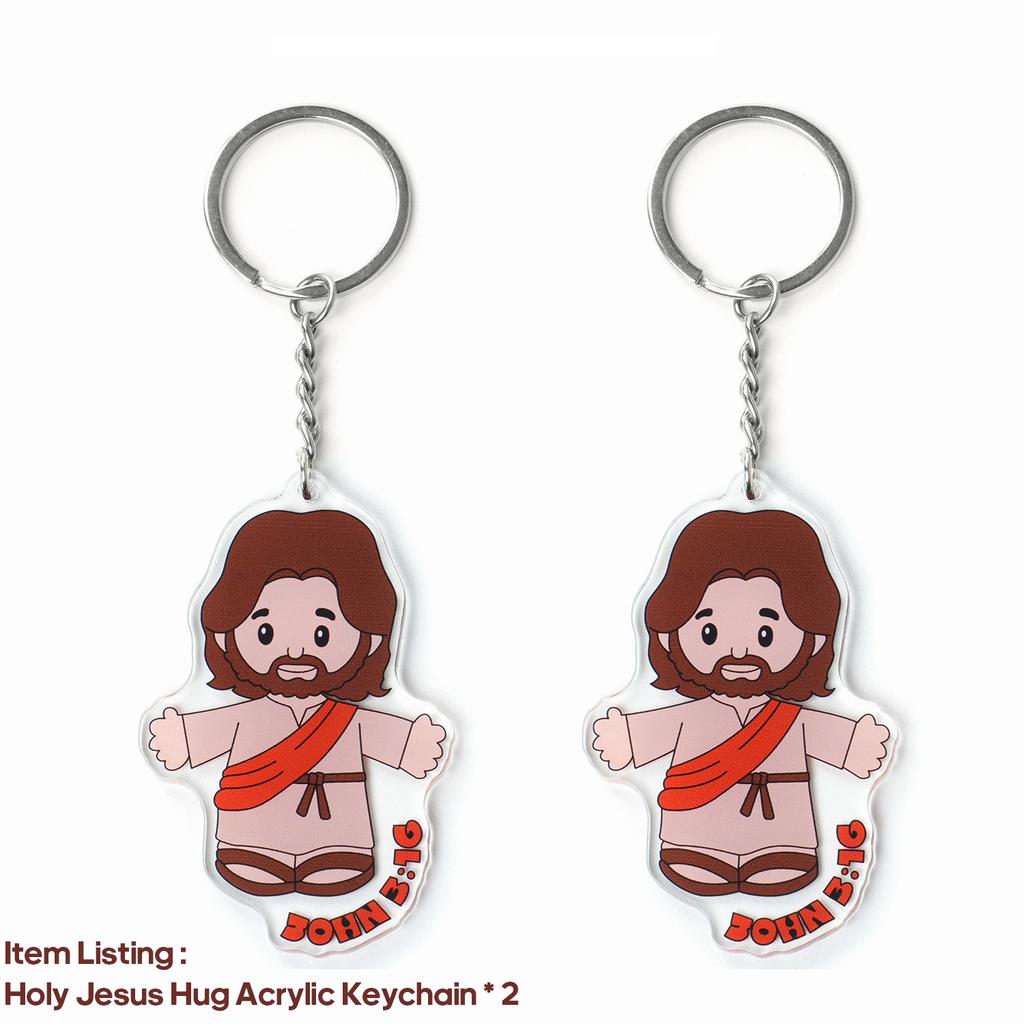 Cartoon Jesus Umarmung Plüschtier mit Schlüsselanhänger-Dekoration Nachttisch Sofa Kissen Weihnachtsgeschenk Weiche Plüschpuppe für Kind Geschenk
