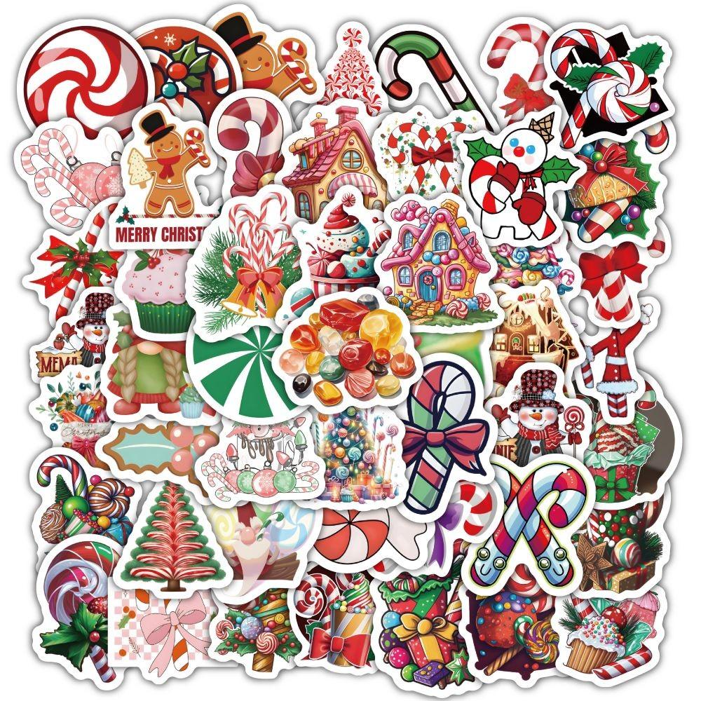 60PCS Cartoon Cute Merry Christmas Jingle Bells Graffiti Stickers for Bicycle Hand Account Pencil Case Decals