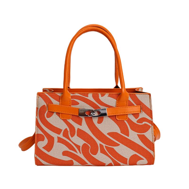 One shoulder crossbody portable small square bag contrasting colors, new beautiful printing largecapacity retro commuter bag