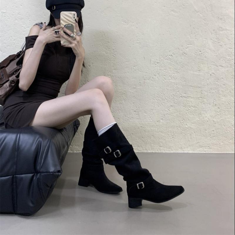 Thick Heel Pile Boots Women's Autumn New Trend But Knee Boots Women's Big Tube Circumference Women's Shoes Boots