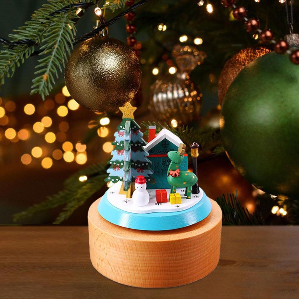 Christmas Wooden Musical Boxes Play Melody ''merry Christmas'' with Revolving Dolls Handmade for Kids Christmas Xmas Birthday