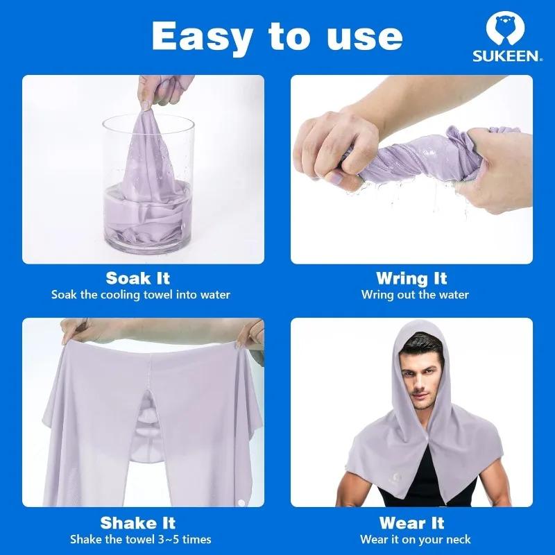 Cooling Hoodie Towel Cooling Towels Quick Drying Absorbent Towels for Neck and Face UV Protection Sport Workout Camping Cycling