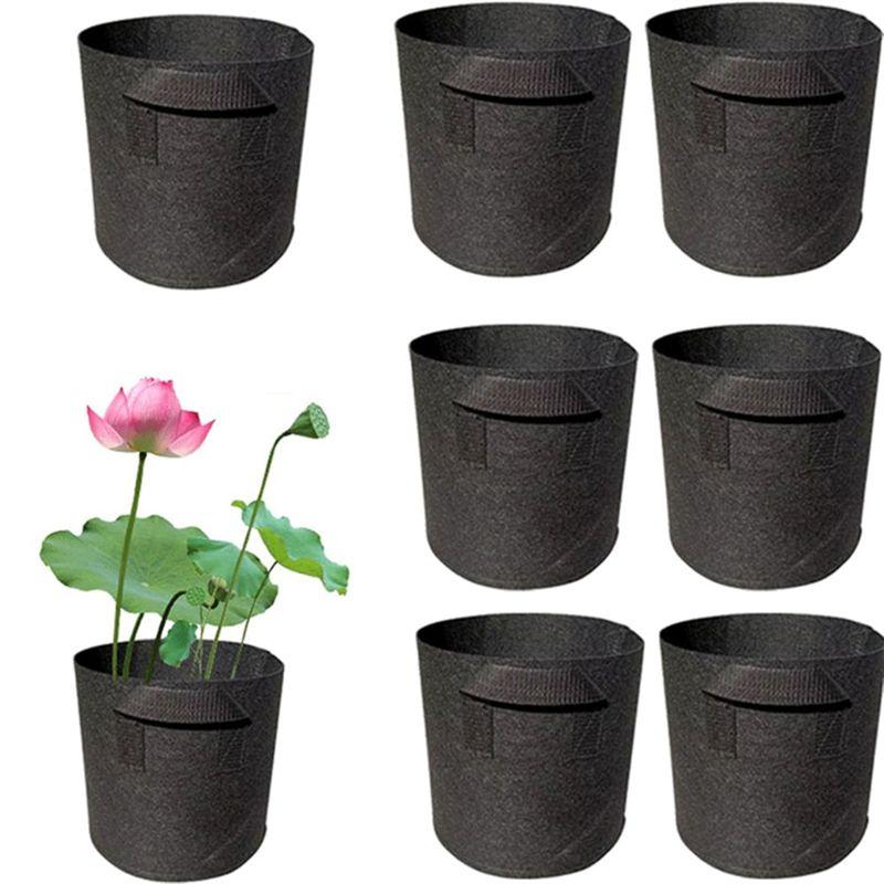 Pond Plant Thickened Nonwoven Plant Fabric Pots With Handles Durables Breathe Reusable Plant Bags 2 Gallon