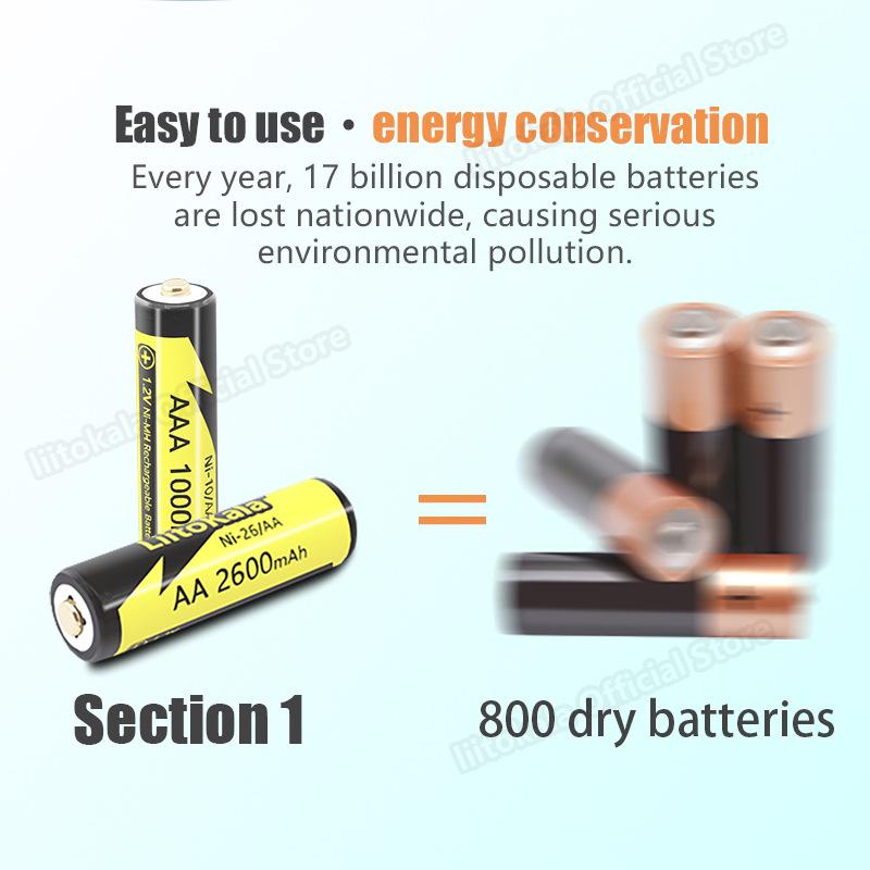 LiitoKala NiMH AA 2600mAh 1.2V Low Self-Discharge Rechargeable Battery for Toys