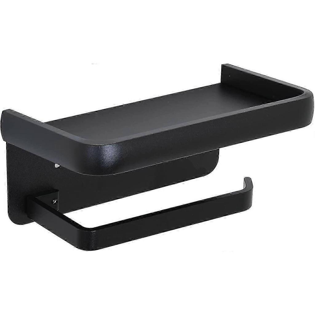 Wall-Mounted Toilet Paper Holder with Shelf Without Drilling Aluminum Adhesive Toilet Paper Holder Toilet Paper Roll Holder