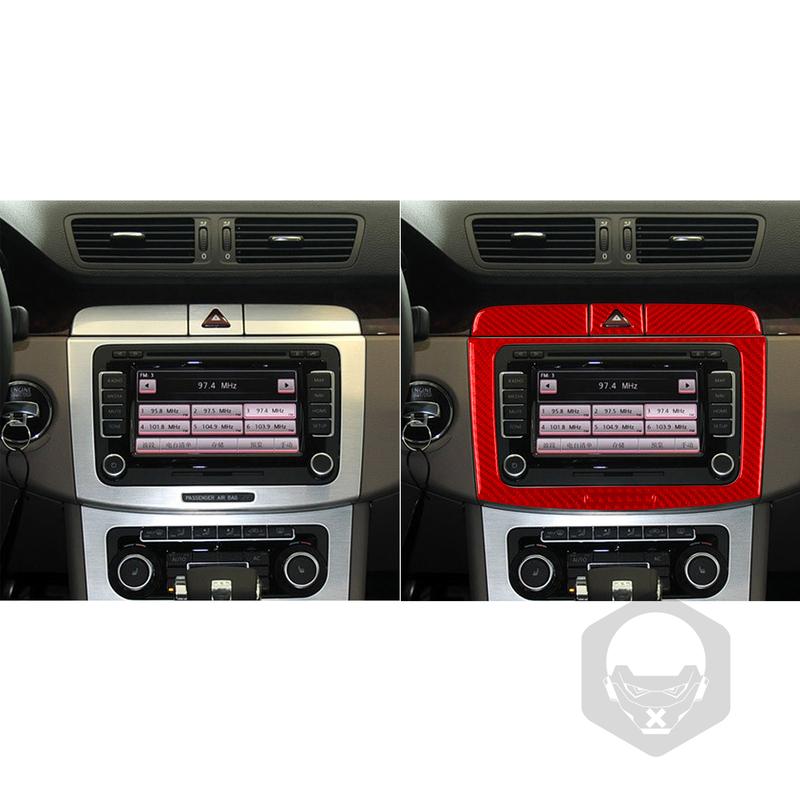 For Volkswagen Passat B6 2006-2011 Carbon Fiber Radio Navigation Panel Trim Cover Interior Decoration Car Accessories Sticker