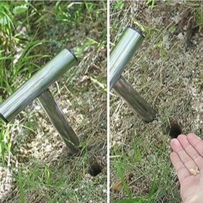 Stainless Steel Soil Puncher T-shaped Comfortable Handle Plant Hole Digger Easily Cleaning Hand Dibble Transplanting