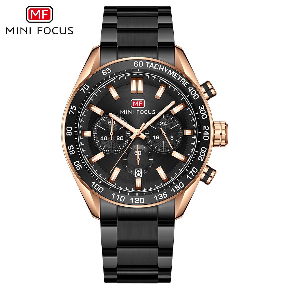 MINI FOCUS Men's Luminous Multifunctional Waterproof Steel Watch 0403G