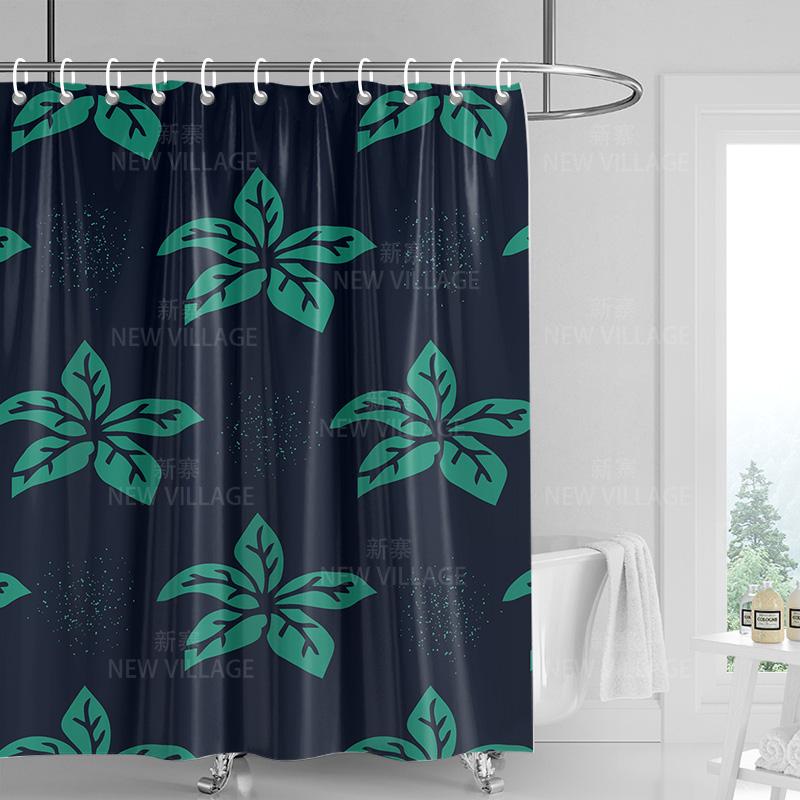 Home shower curtains bathroom Decora waterproof fabric non-slip bathmat water absorption curtain Modern nordic simple plant