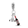 Mode 925 Silber Bier Rotwein Cocktail Anhänger Perlen Anhänger Passend für Qikaola 925 Armbänder DIY Party Schmuck
