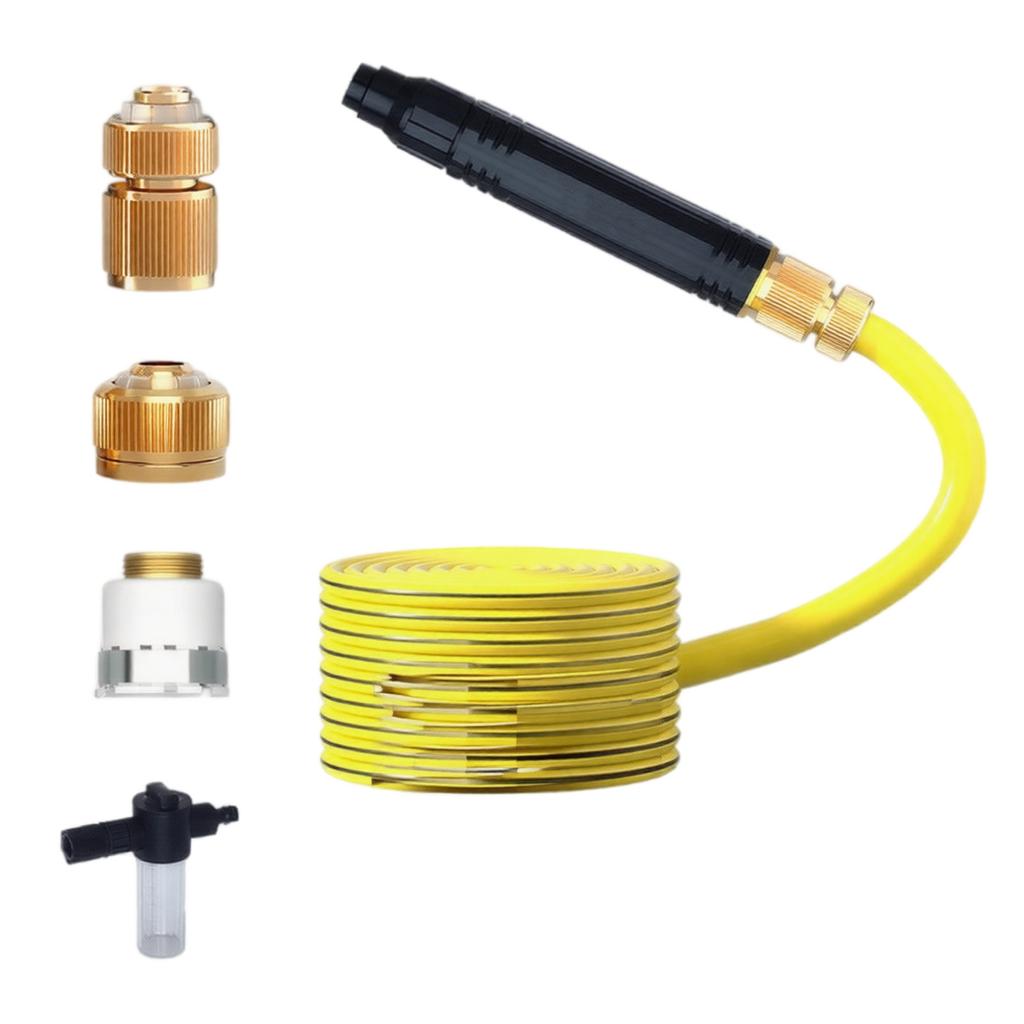 High Pressure Hose Nozzle Sprayer Set for Home Cleaning with Adjustable Water Flow and Multiple Connectors for Outdoor Use