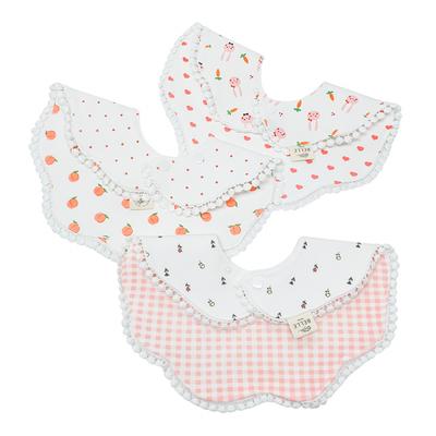 Bell Baby doppelseitiges Lätzchen, 1 Set, 1. Hase + Pfirsich + Kleine Blume Set