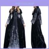 Bezauberndes Damen Böse Königin Gothic Hexenkostüm mit eleganten langen Glockenärmeln