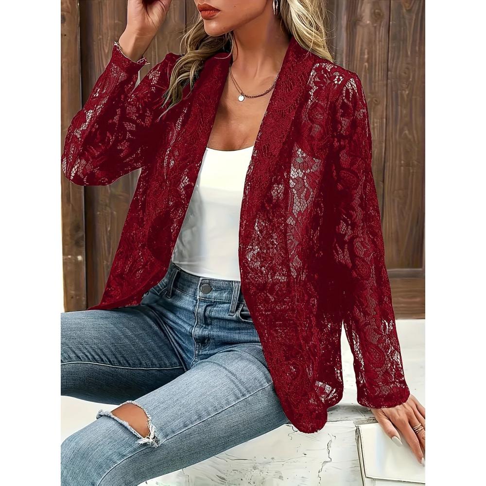 Spring and Summer Small Blazer Stylish Versatile Solid Color Lace Shirt Jacket