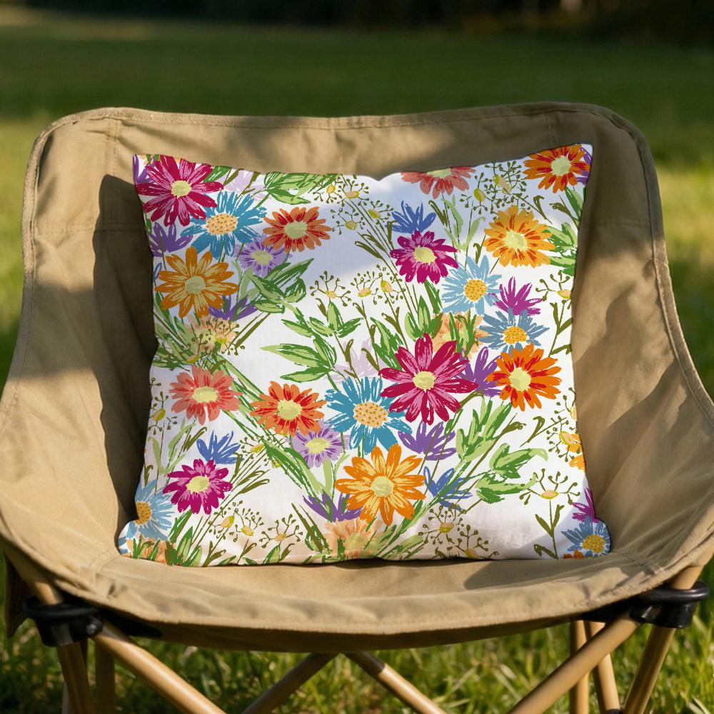 Spring Flower Print Cushion Cover Soft Reversible Durable Pillow Cover MultiScene Use for Home Car Daily Comfort