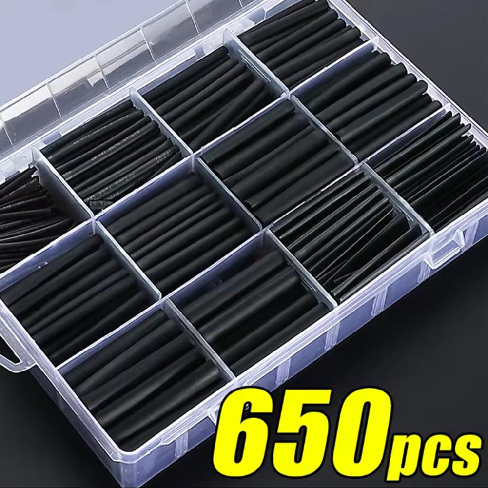650pcs Heat Shrink Tubing Set 2:1 Shrinkage Ratio Waterproof Insulation Protection Heat Shrink Tube For Electrical Insulation
