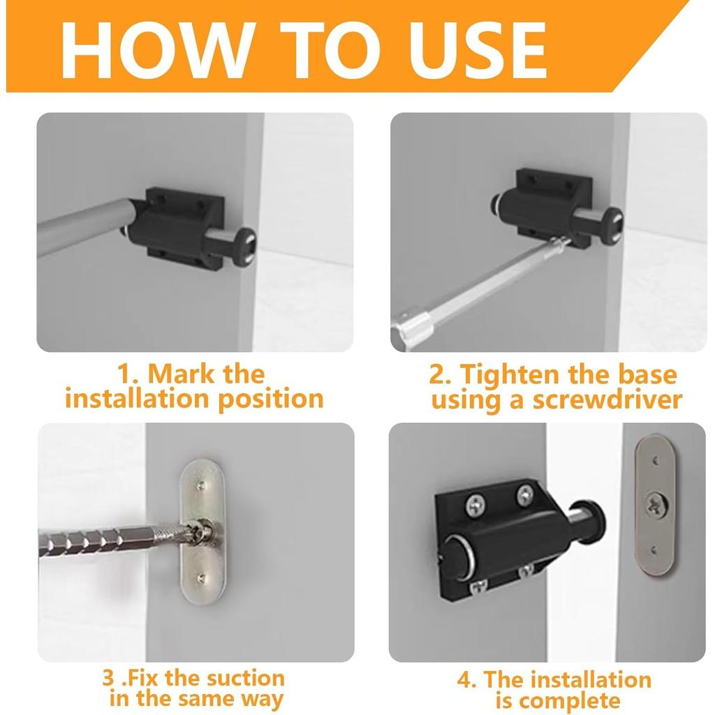 4 Pack Push to Open Door Catch, Single Magnetic Pressure Touch Release Latch with Fixing Screw Door Heavy Duty Latches, Plastic Soft Magnetic Catches