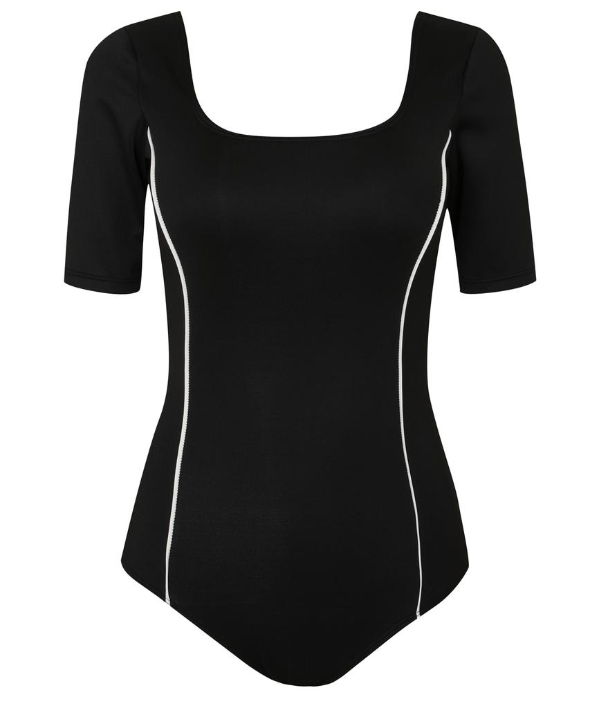Soltipeullawo Princess Back Ribbon Monokini Black