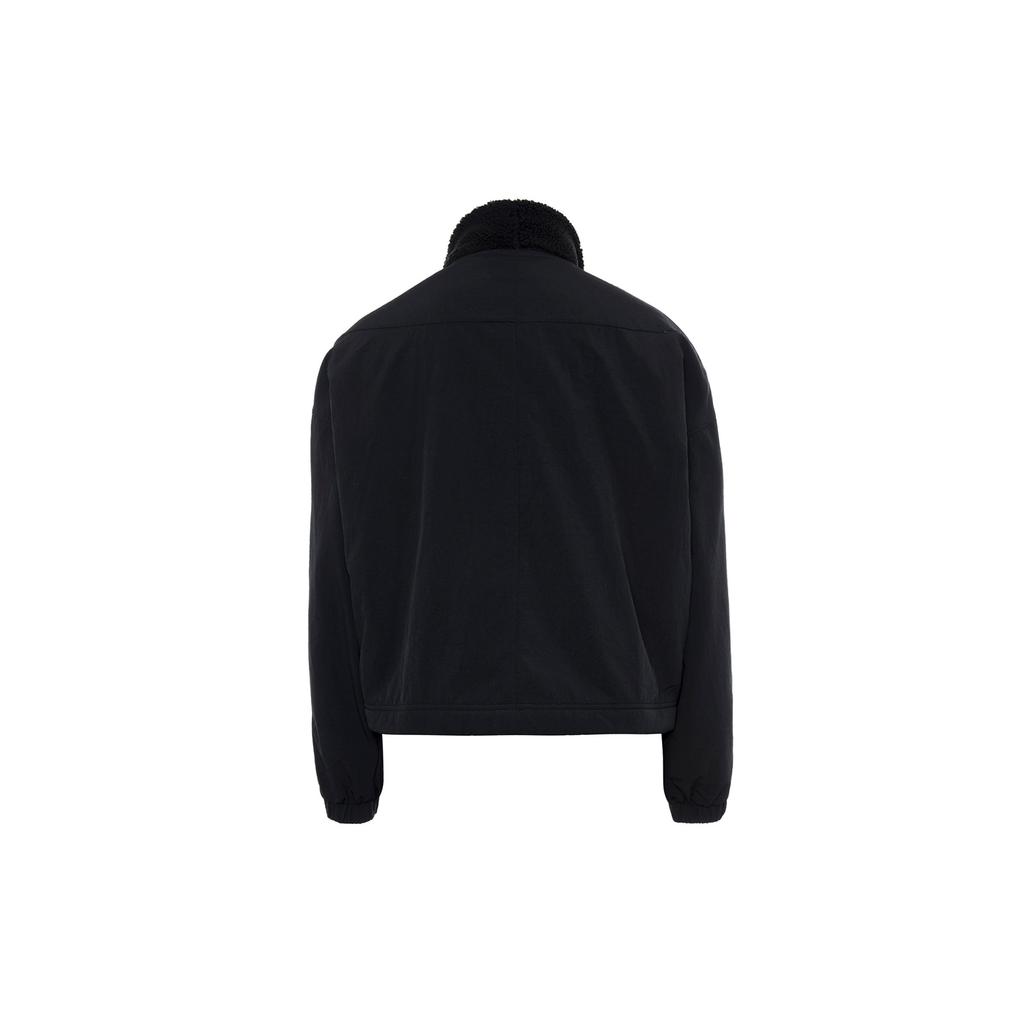 Nike Logo Solid Color Faux Lamb Fleece Jacket Women Jacket Black DQ6847-010