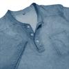 Men Black Washed Henley Neck Short Sleeve Chest Pocket Casual T Shirt