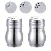 Stainless Steel Seasoning Jar, Salt and Pepper Shakers, Set of 2, Airtight, Compact, Swivel Design, 2/4/6mm Pinhole, Waterproof and Oil-Resistant, Eas