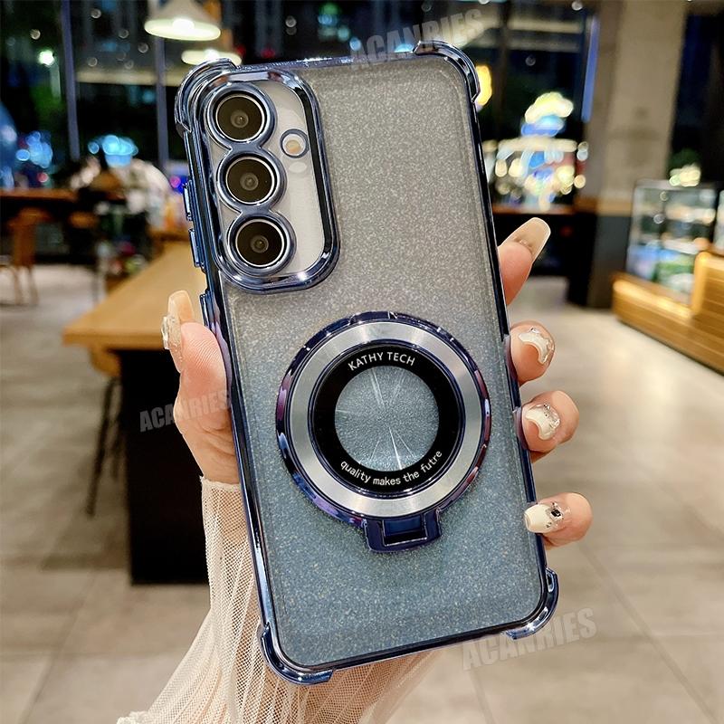 

A 16 15 35 55 54 34 14 Розкішний чохол-підставка з гальванічним покриттям для Samsung Galaxy A55 A35 A25 A15 A16 A36 A54 A34 A14 5g Силіконова кришка-підставка A32 5G