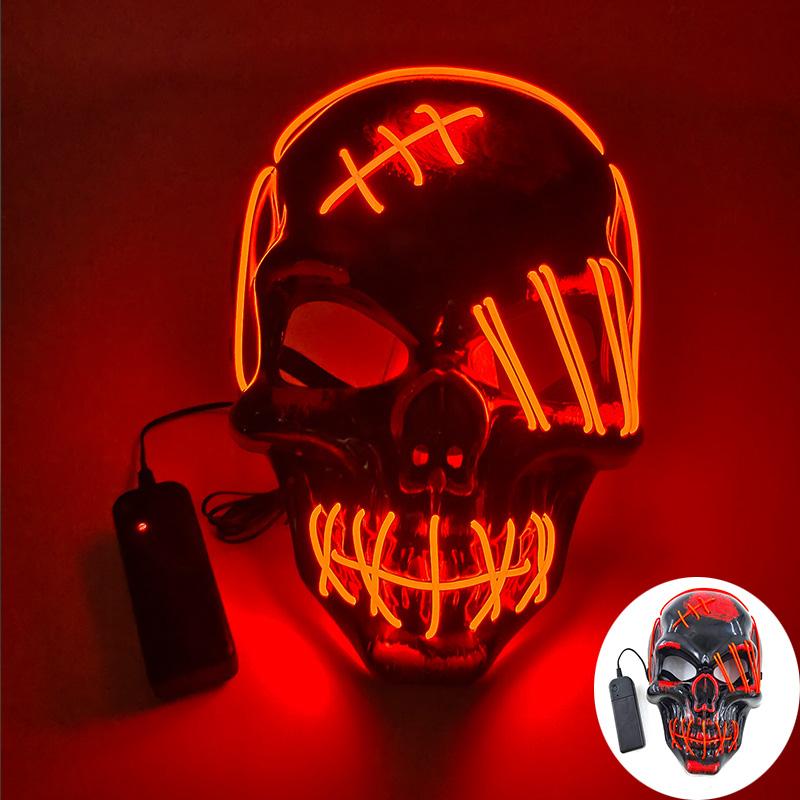 

Светящаяся маска черепа ужаса, ужасающая светящаяся светодиодная маска на Хэллоуин, светящаяся маска дьявола для украшения дома с привидениями, реквизит для косплея