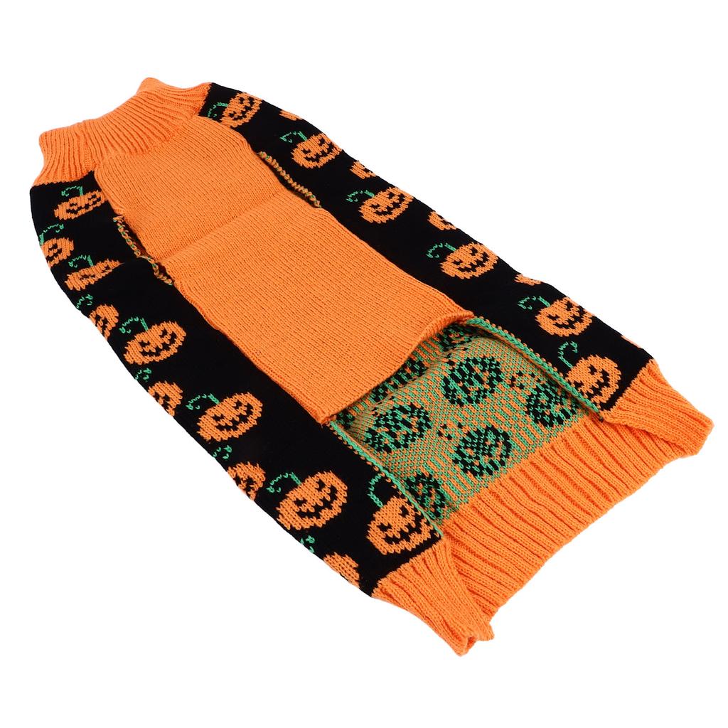 Halloween Hunde Pullover Niedliches Kürbis Muster Hunde Kürbis Rollkragen Hunde Strickwaren für Kleine Hunde Welpen