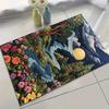 Floral Landscape Polyester Area Rug - Streams & Flowers Design, Antiskid Crystal Velvet Carpet, Comfortable General-Purpose Floo