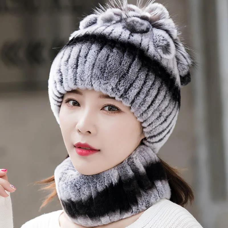 Women's Hat Winter Imitation Rabbit Fur Thick Warm Knitted Hat Korean Fashion Ear Protection Fur Hat