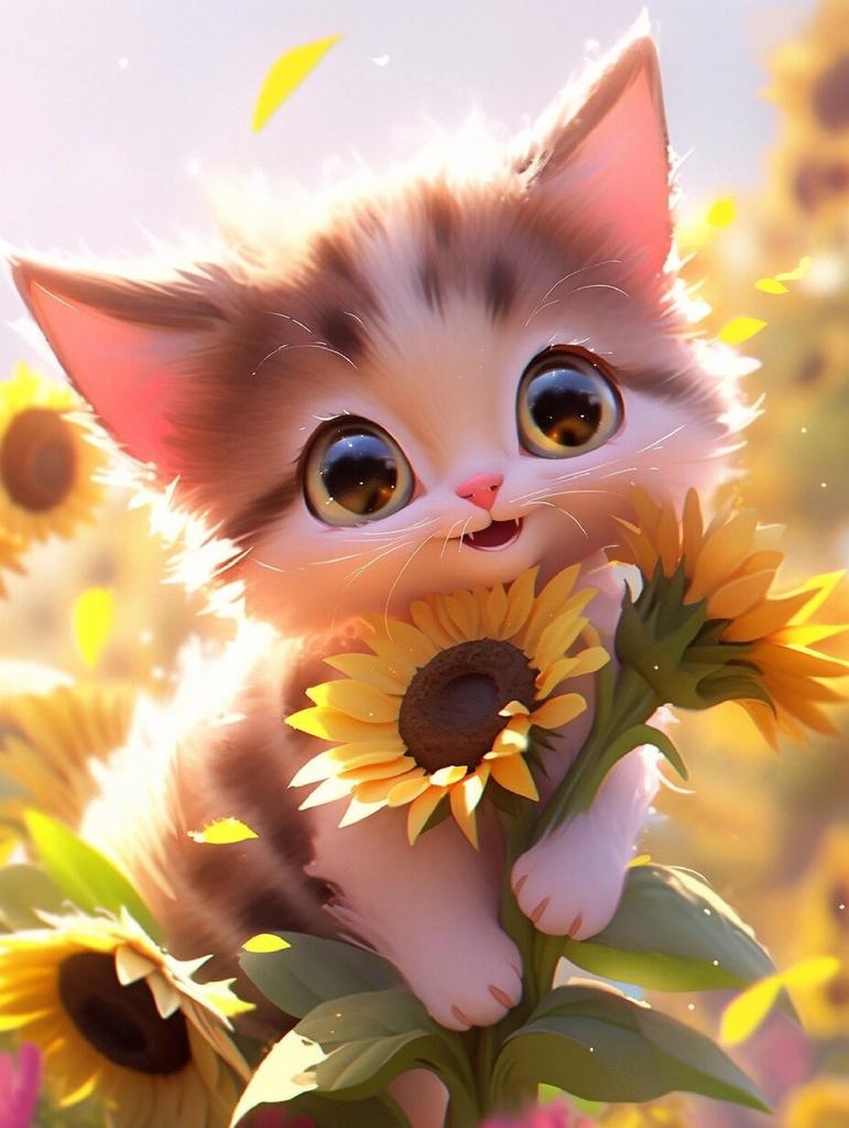 Full Diamond Embroidery Cat Animal New Collection Kits Art Diamond Painting Sunflower Mosaic Home Decoration