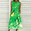 Ladies Oversized Sleeveless Crew Neck Dress Gentle Watercolor Floral Clusters Loose Mid Length Gown