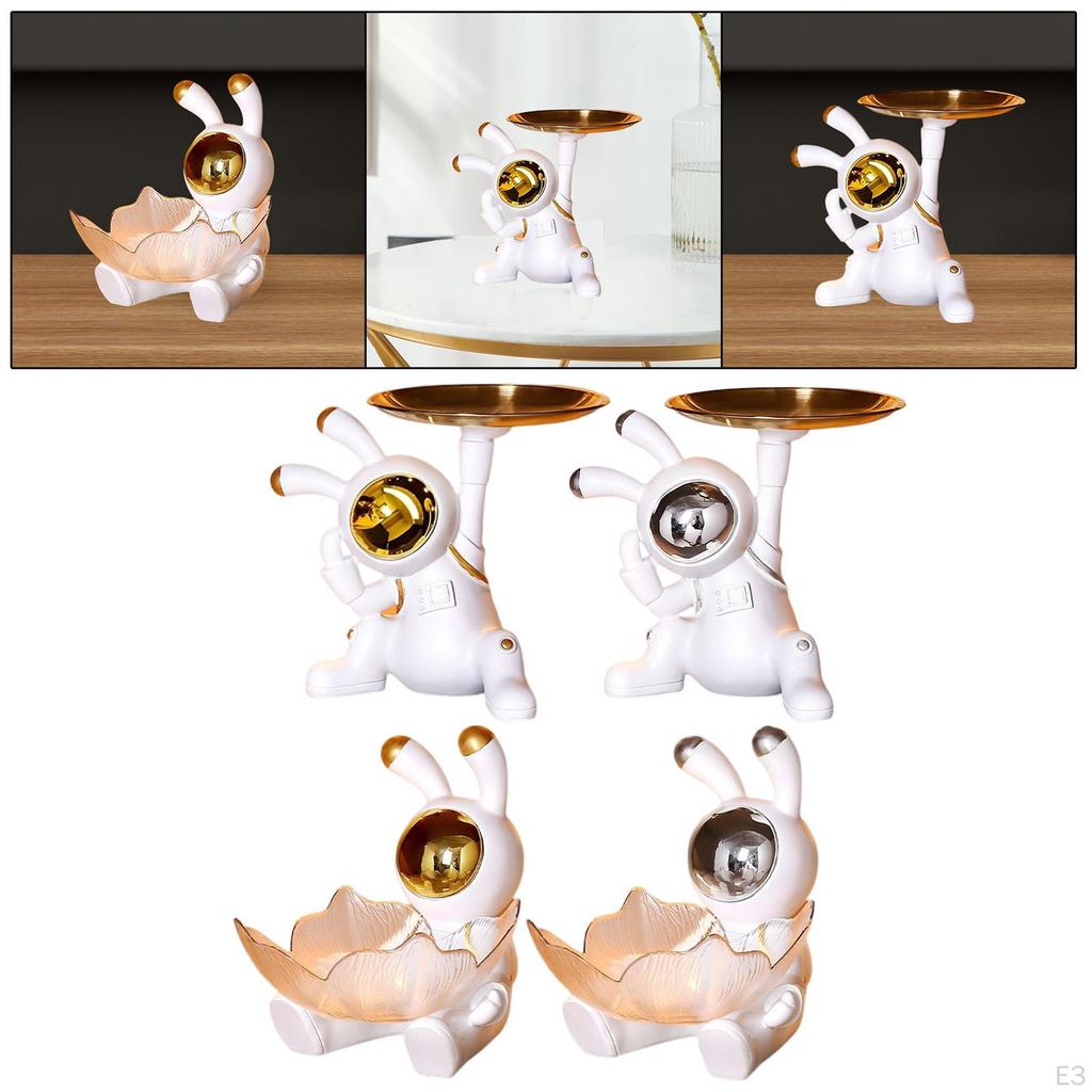 Cartoon Decorative Tray Space Rabbit Shape Goods Nordic Desktop Ornaments Resin for Entryway Living
