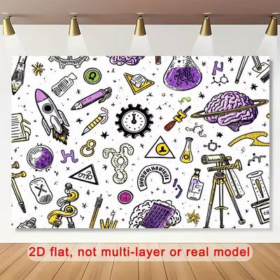 Science Lab Doodle Backdrop, STEM Classroom Photography Background