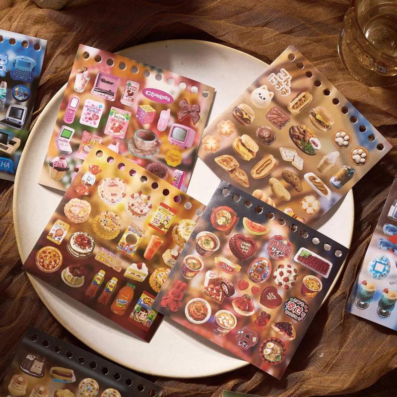 1book/50pcs Vintage Spiral-Bound Sticker Book, Japanese Vintage Die-Cuts, DIY Journal Collage Supplies