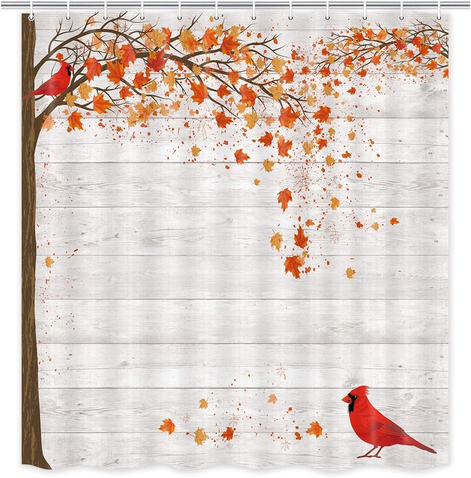 Fall Shower Curtain Set - Autumn Sunflower Pumpkin Gnome Design, Waterproof Farmhouse Bath Decor with 12 Hooks, 71x71 Inch