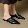 Fashion 2025 Summer Women Shoes Square Toe Low-heel Shoes Slippers Retro Cowhide Leather Shoes for Women Casual Mules for Women Sandals