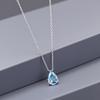 S925 Silver Sea Blue Teardrop Pendant with Pear-Shaped Diamond, Versatile European & American Style, 7*10, Commuting Drawstring Bead.