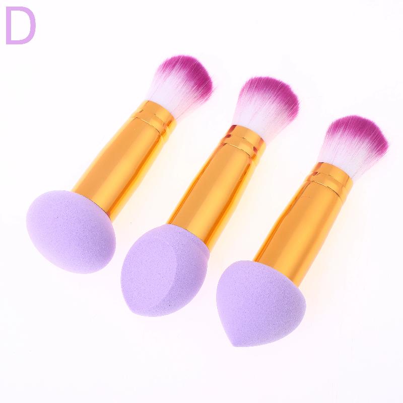 3 Pcs 2 In1 Double-Head Sponge Head Mini Portable Makeup Brush Fluffy Blush Brush Ladies Beauty Tool