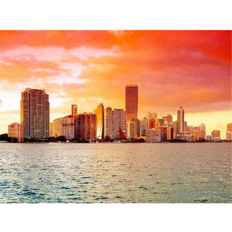 Diamond Painting Full Round Square Natural Landscape Wall Stickers Mosaic Beach Embroidery Mountain Scenery Diamond Art