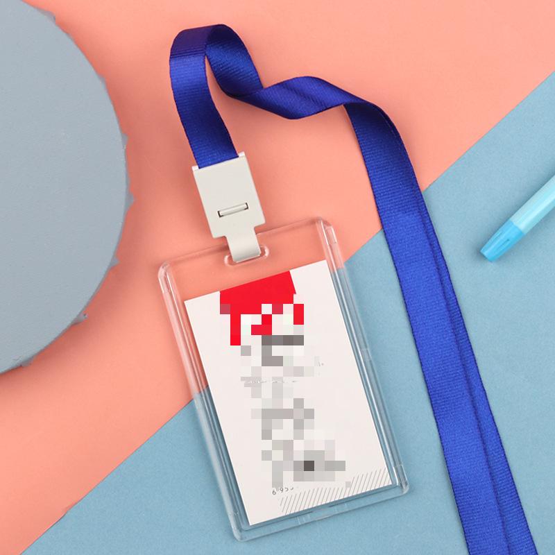 Fashion Acrylic Transparent Bus Cards Sleeve Employee Work Card Holder with Lanyard Work Card Cover Women Men Credit Card Holder