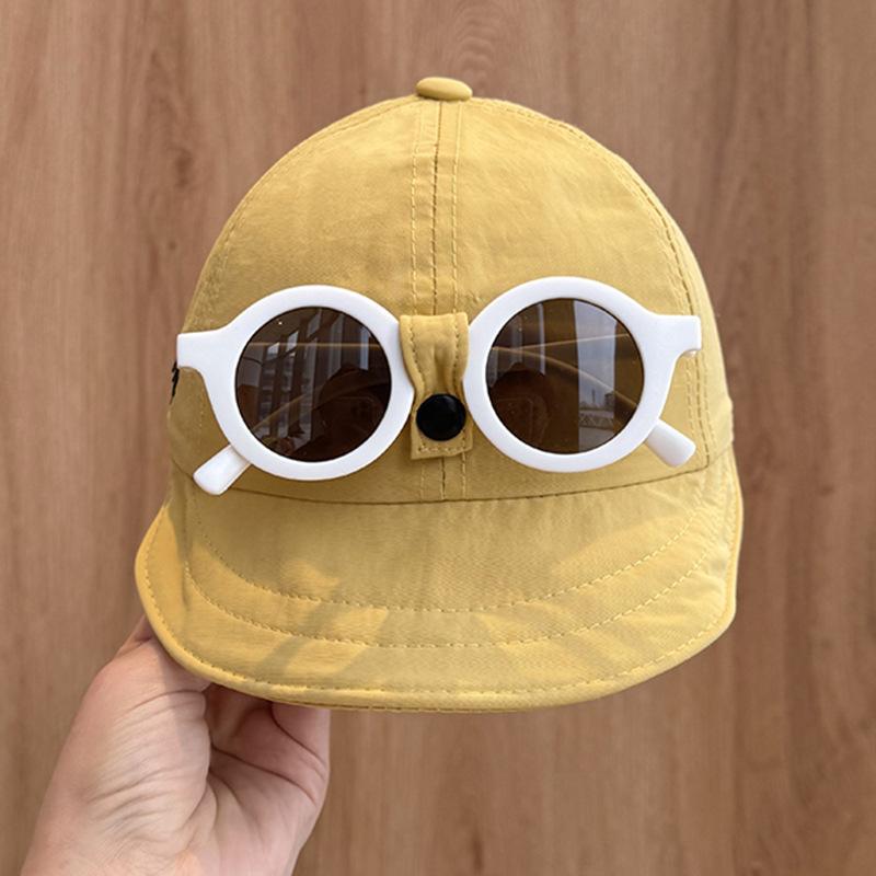 Removable Sunglasses Baby Hat Spring and Autumn Quick Drying Baseball Cap Boys and Girls Summer Sun Protection Sun Hat Big Brim Pot Hat