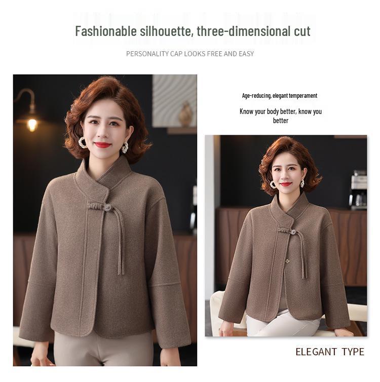 Elegantní oboustranný vlněný kabát pro ženy středního věku - Kolekce jaro a podzim 2025
