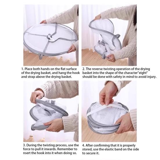 Foldable Mesh Clothes Drying Rack Hanging Sweater Socks Underwear Delicate Garments Dryer Net Lay Flat Collapsible Laundry Clothes Drying Basket
