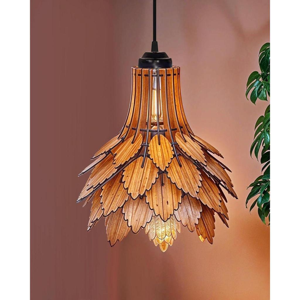 Handcrafted Wooden Pendant lamp, Autumn Leaves Design Ceiling, Hanging lamp Home Decor Chandelier Light