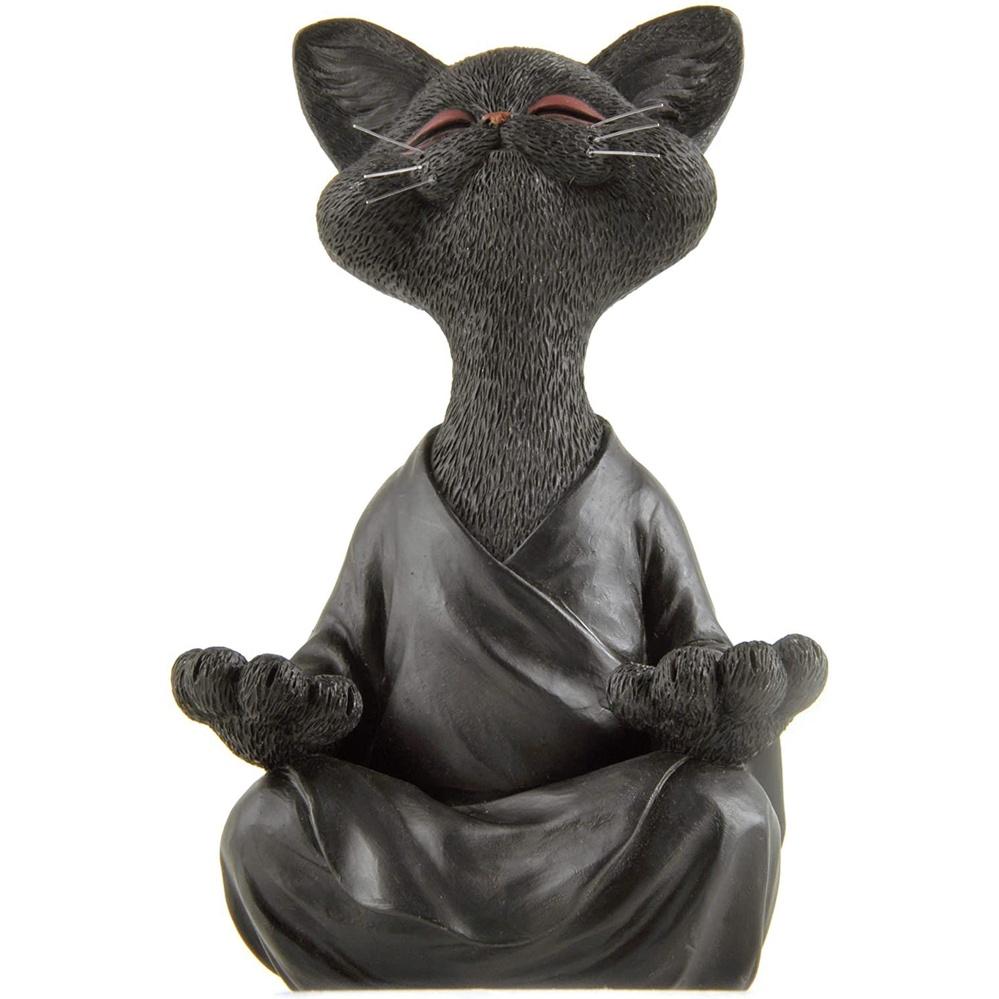 Cat Whimsical Buddha Figurine Meditation Yoga Collectible Home Decor Lover Gifts