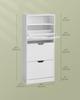 VASAGLE Shoe Cabinet with 3 Hinged Doors, Shoe Rack, Open Compartment, Adjustable Divider, 14 to 18 Pairs, for Small Entrance, 24 x 60 x 139 cm