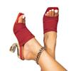 Women's Red Irregular Heel Sandals - Stylish, Comfortable High Heels for Parties